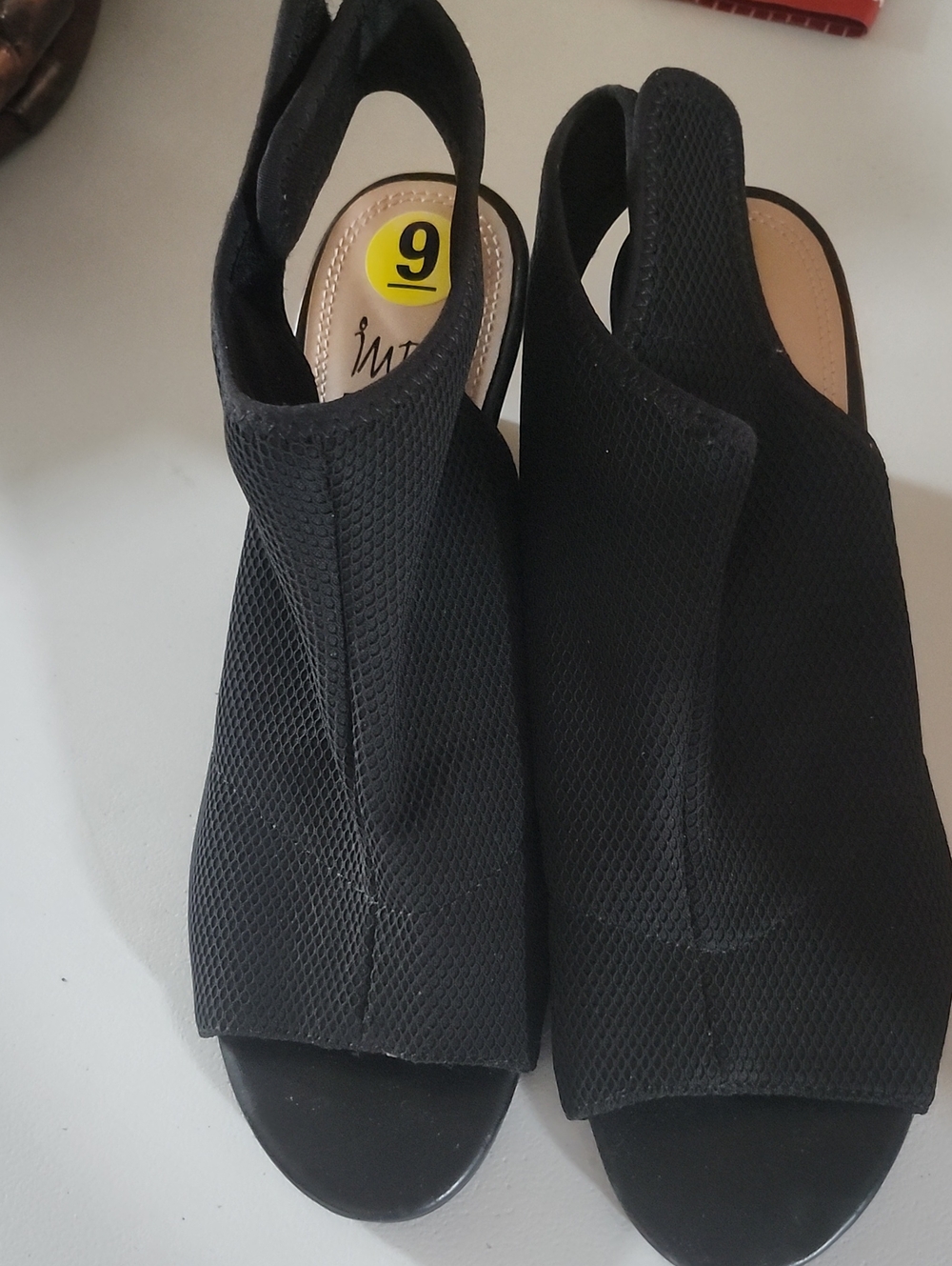 Impo Black Open-Toe Slingback Mesh Mules